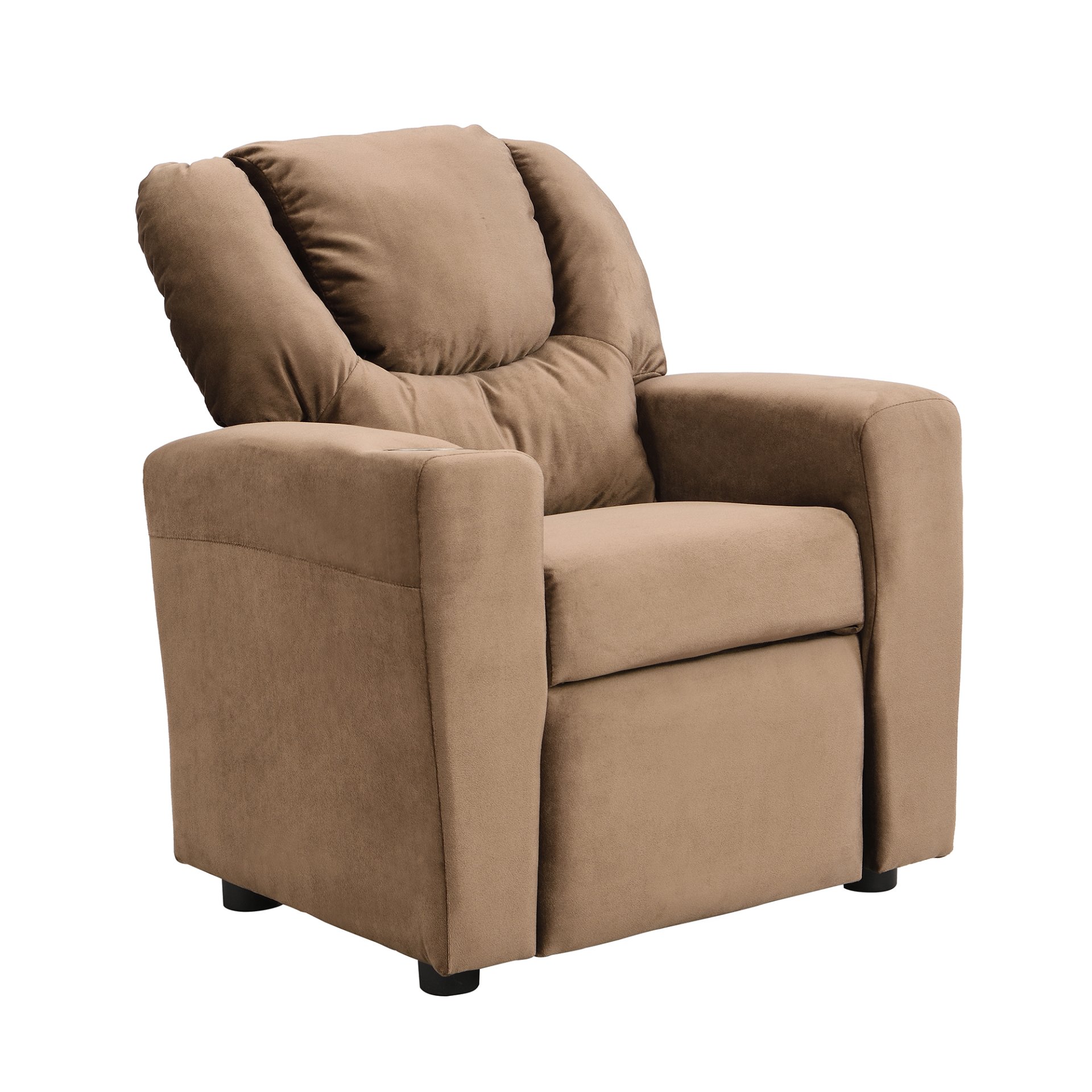 Kids Recliner Chair, Kids Upholstered Couch With One Cup Holder, Toddlers Recliner With Headrest And Footrest - Brown - Image 11