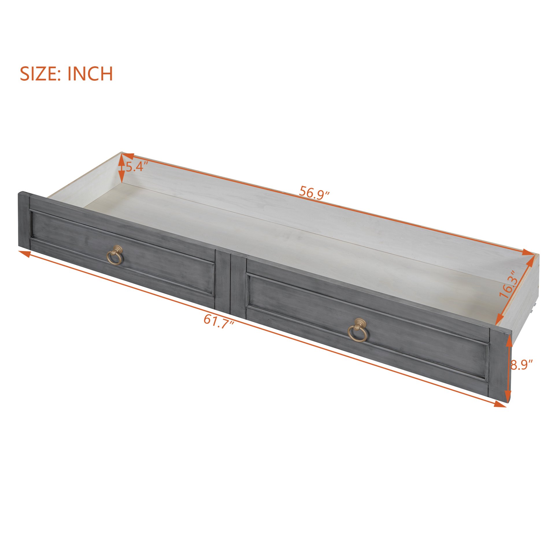 Queen Murphy Elegant Bed With Spacious Drawers - Gray - Image 7