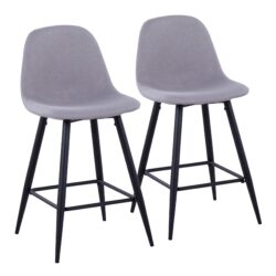 Pebble - Mid-Century Modern Counter Stool (Set of 2) - Black / Light Gray