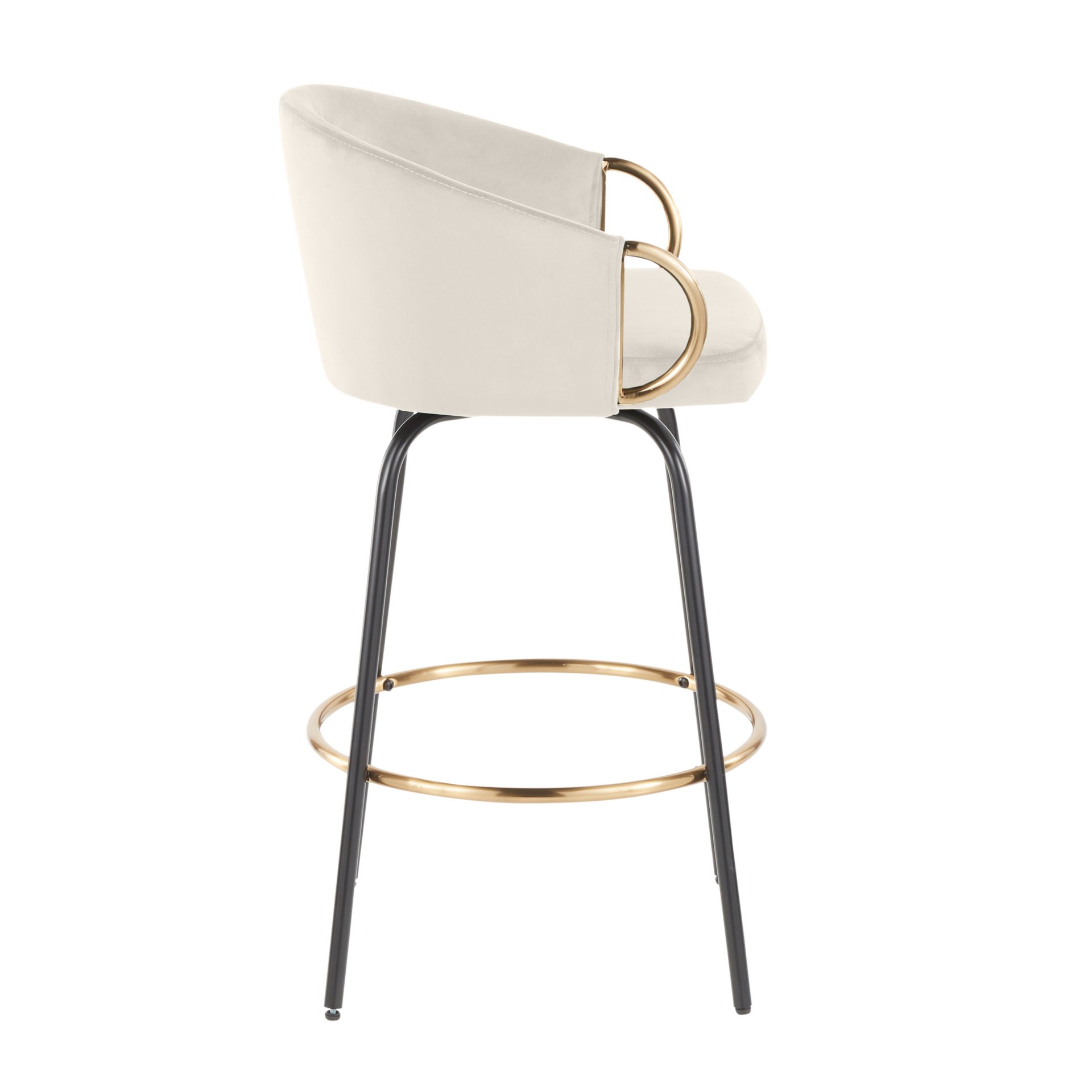 Claire - Contemporary / Glam Fixed Height Counter Stool With Swivel With Accents (Set of 2) - Cream - Image 3