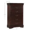 Contemporary Louis Philip Cherry Chest With Five Drawers Solid Wood Ample Storage - Cherry - Image 3