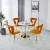 Modern Chair With Iron Tube Legs, Soft Cushions And Comfortable Backrest, Suitable For Dining Room, Living Room, Cafe, Hairball Back (Set of 2) - Orange / Gold - Image 9