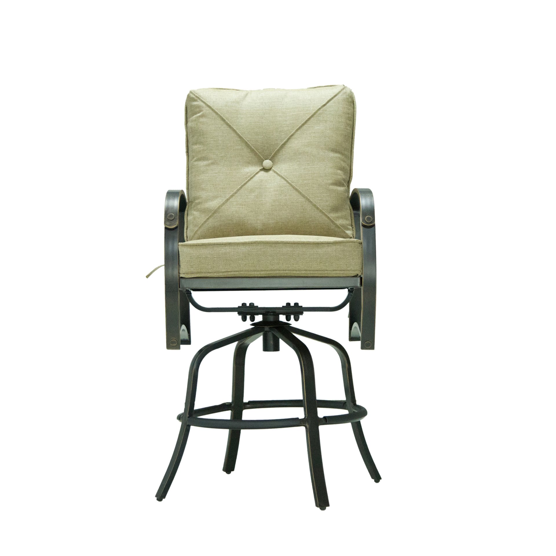 Bar Chair With Back And Seat Cushion (Set of 2) - Antique Bronze - Image 3