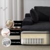 Oversized Chaise Lounge Chair Cozy Cloud Couch, Plush Corduroy Upholstered Sleeper Sofa Daybed With 3 Throw Pillows And Wide Armrest For Living Room - Black - Image 7