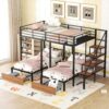 Full Over Twin-Twin Triple Bunk Bed With Drawers And Staircase - Black - Image 24