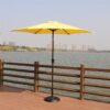 8.8' Outdoor Aluminum Patio Umbrella, Patio Umbrella, Market Umbrella With 33 Pounds Round Resin Umbrella Base, Push Button Tilt And Crank Lift - Yellow - Image 2