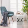 Elegant Glazed Ceramic Drum Stool Indoor / Outdoor Side Table Accent Garden Stool - White - Image 5