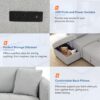 L-Shaped Sectional Pull Out Sofa Bed Sleeper Sofa With Two USB Ports, Two Power Sockets And A Movable Storage Ottoman - Gray - Image 7