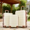 3 Piece Luggage Set Hardside Spinner Suitcase With Tsa Lock 20" 24" 28" Available - Antique White - Image 9