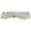 Oversized Sectional Sofa U Shaped Sofa With Chaise Lounge And 3 Soft Throw Pillows - Light Gray - Image 8