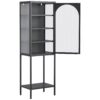 Metal Glass Door Display Storage Cabinet, 5 Tier Cube Bookshelf Storage Cabinet With 3 Adjustable Shelves For Kitchen, Dining Room, Living Room, Bathroom, Home Office - Black - Image 13