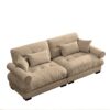 Modern Velvet 2 Seater Sofa & Bolstered Armrests And Pillows - Camel - Image 7