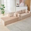 Compression Sectional Couch With Comfy Chaise, Boneless L Shape Sofa With Deep Seat, Minimalist Modular Couches Sleeper - Beige - Image 13