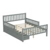Full Size Platform Bed With Guardrails On Both Sides And 2 Storage Drawers - Gray - Image 5