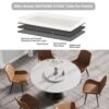 53" Modern Artificial Stone Round Carbon Steel Base Dining Table, Can Accommodate 6 People, Artificial Stone Turntable - White / Black - Image 10