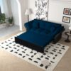 Queen Pull Out Sofa Bed, 3 In 1 Convertible Sleeper Tufted Sofa & 2 Soft Pillows - Blue - Image 5