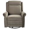 360 Degrees Swivel Recliner Manual Rocking With Adjustable Backrest For Living Room - Light Brown - Image 10