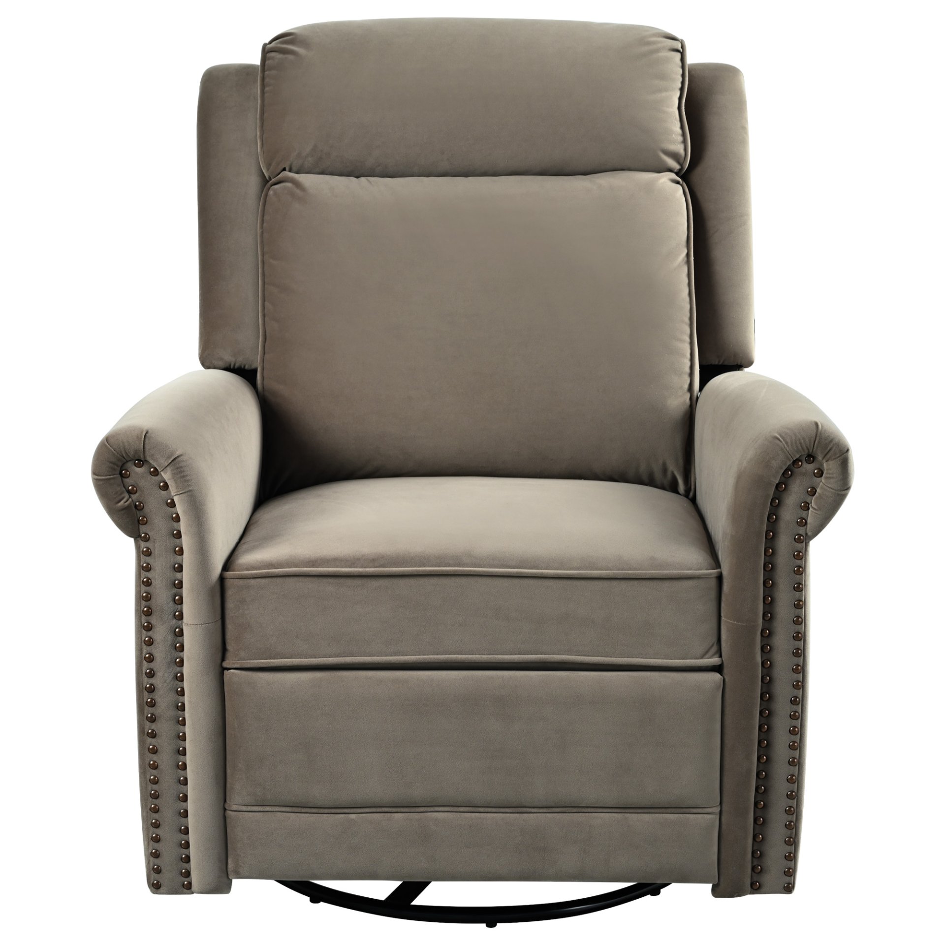 360 Degrees Swivel Recliner Manual Rocking With Adjustable Backrest For Living Room - Light Brown - Image 10
