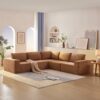 Modular Sectional With Wide Seat Free Combination L Shaped Couch Set Cloud Upholstered Minimalist Boneless Sofa - Brown - Image 17