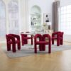 Contemporary Upholstered Accent / Dining Chair (Set of 2) Teddy Velvet Fabric With Sturdy Steel Frame - Red - Image 14
