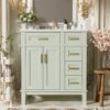 30" Bathroom Vanity With Sink, Soft Close Doors, Deep & Standard Drawer, & - Green - Image 2