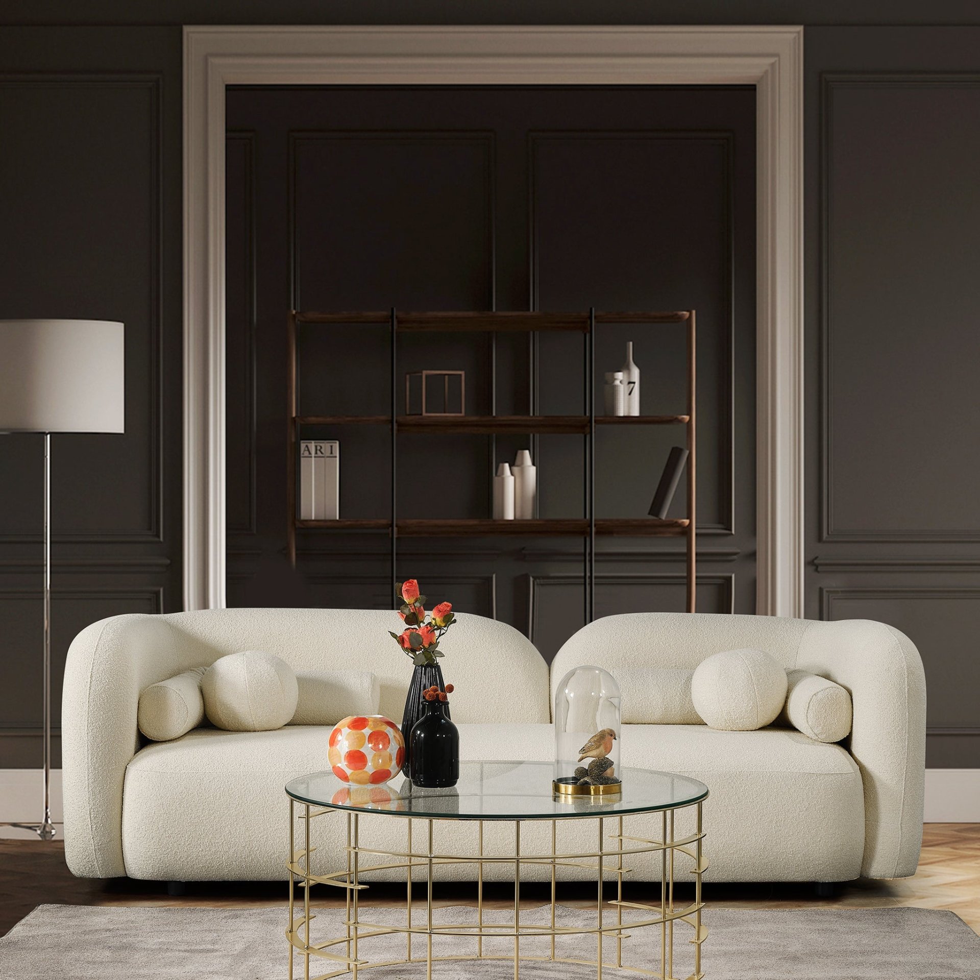 Donna - Japandi Style Boucle Sofa - Cream / Ivory - Image 2
