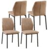 Dining Chairs Living Room Chair Modern Kitchen Armless Side Chair With Metal Legs (Set of 4) - Beige - Image 4