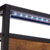 Modern King Size Metal Platform Bed Frame With Wooden Headboard USB Charging LED Lights And Storage - Brown / Black - Image 15