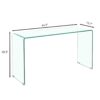 Elegant Transparent Tempered Glass Console Table With Rounded Edges, Modern Sofa Table - Clear - Image 3