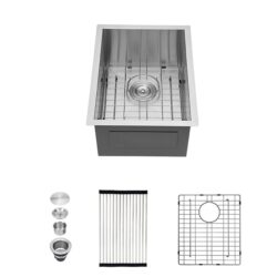 Modern Style 15" Undermount Sink With 16 Gauge Stainless Steel, 9" Deep Single Bowl - Brushed Nickel