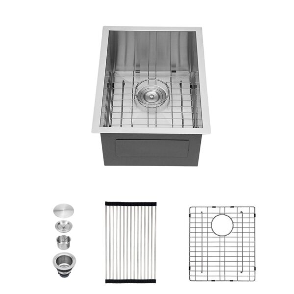 Modern Style 15" Undermount Sink With 16 Gauge Stainless Steel, 9" Deep Single Bowl - Brushed Nickel