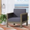 Outdoor Club Chair With Wicker Accents And Water Resistant Cushions - Gray - Image 2