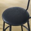 Rustic Brown Round Bar Table And Stool Set With Shelf, Upholstered Stool With Backrest - Antique Brown - Image 5