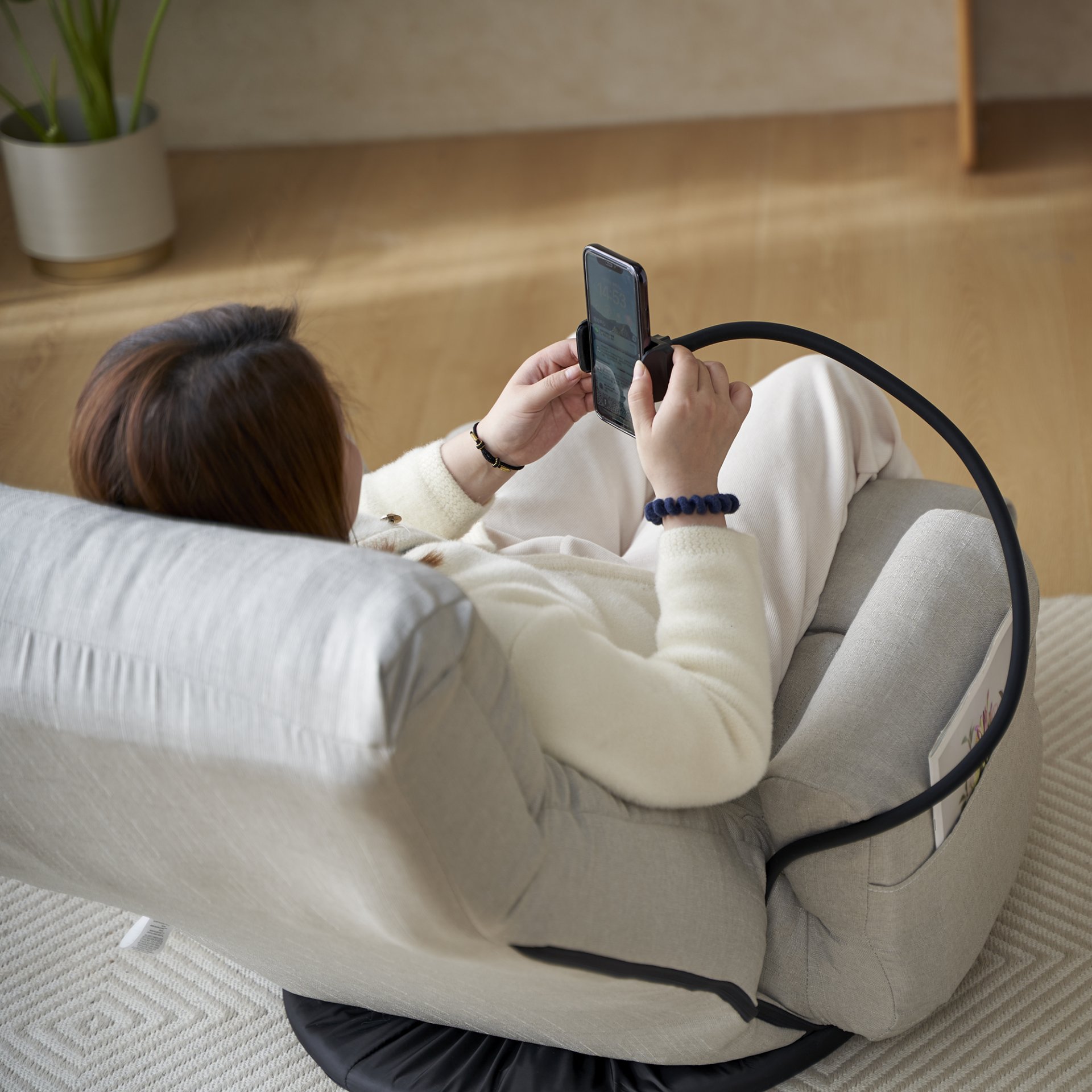 Adjustable Head And Waist Game Chair, Lounge Chair 360 Degree Rotatable - Gray - Image 20