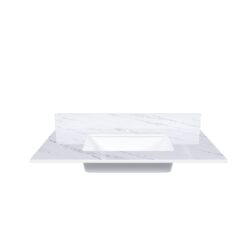 Bianco Carrara Venato 37" Marble Vanity Top With Pre Drilled Faucet Hole And Undermount Sink - White