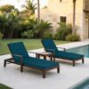 Outdoor Lounge Chair Cushion Set Polyester, UV & Fade Resistant, 2 Pieces - Lake Blue - Image 8