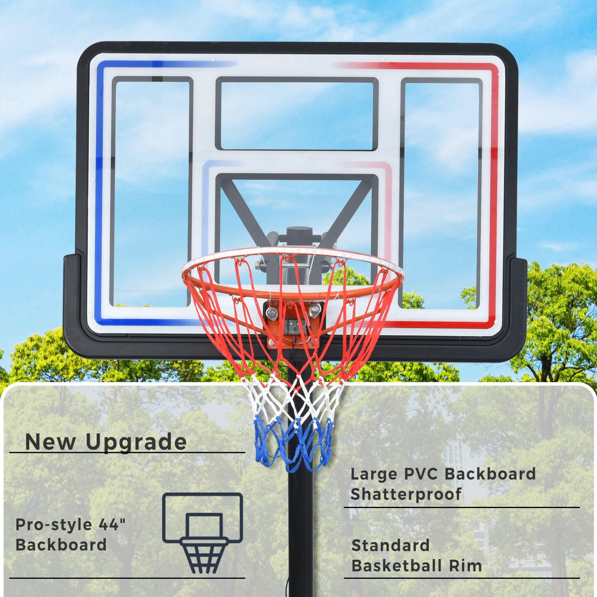 Portable Basketball Hoop Basketball System Adjustable For Youth Adults LED Basketball Hoop Lights, Colorful Lights, Waterproof, Super Bright To Play At Night Outdoors, Good Gift For Kids - Black - Image 9