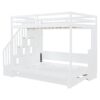 Full Over Full Size Murphy Bed With Hydraulic Lift & Desk Design - White - Image 13