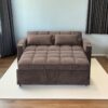 Lazy Sofa Bed, Luxury Three-In-One Sofa Bed, Modern Seating Foldable Sofa Bed, Sofa Velvet Pull-Out Bed, Adjustable Back With Three USB Ports, Two Side Pockets, Two Cup Holders For Living Room - Brown - Image 2