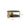 Double Layer Tempered Glass Top Stainless Steel Round Coffee Table For Living Room - Gold / Black - Image 3