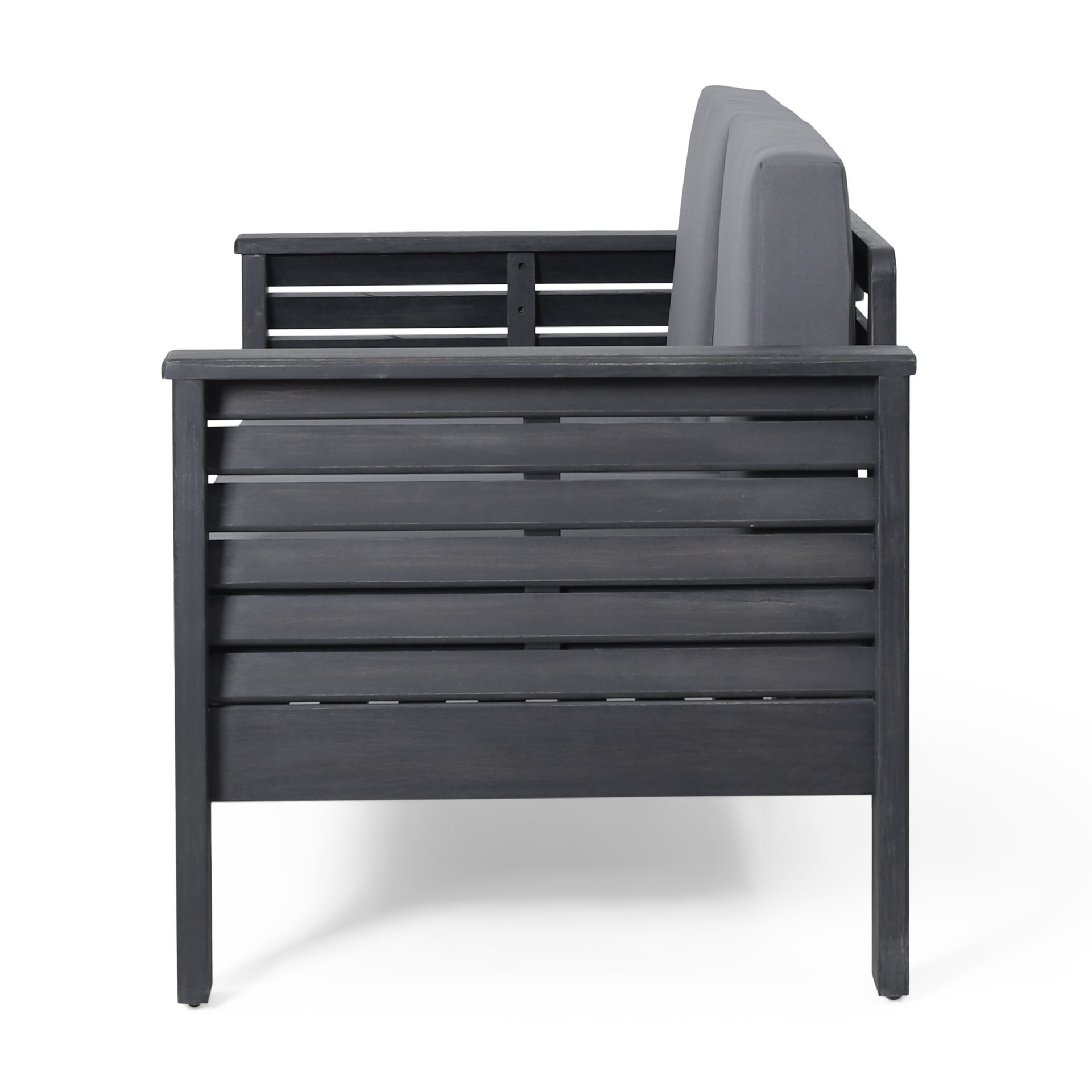 Acacia Wood Outdoor Loveseat And Coffee Table Set With Cushions - Dark Gray - Image 13