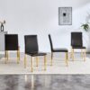 (Set of 4) Backrest Chairs With Gold Metal Legs A Perfect Pairing, Ideal For Minimalist And Modern Home Decor Styles - Black / Gold - Image 4