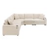 Convertible L Shaped Sectional Corner Couch With Armrest Storage Cup Holders USB Charger, Irregular Corner Oversized Comfy Modular Sofa - Beige - Image 7