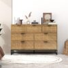 Modern 7 Drawer Dresser Cabinet - Walnut - Image 4
