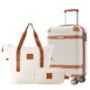 Hardshell Luggage Sets 3 Piece Carry - On Suitcase Double Spinner Wheels With Tsa Lock - White - Image 2