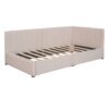 Twin Size Upholstered Daybed With 2 Storage Drawers, Sofa Bed Frame No Box Spring Needed - Beige - Image 13