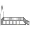 Full House-Shaped Headboard Floor Bed With Fence - Gray - Image 11