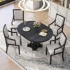 5 Piece Dining Set Retro Extendable Round Table And 4 Chairs For Kitchen Dining Room - Black - Image 3
