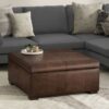 Gabbie - Square Coffee Table Upholstered Storage Ottoman - Brown - Image 4