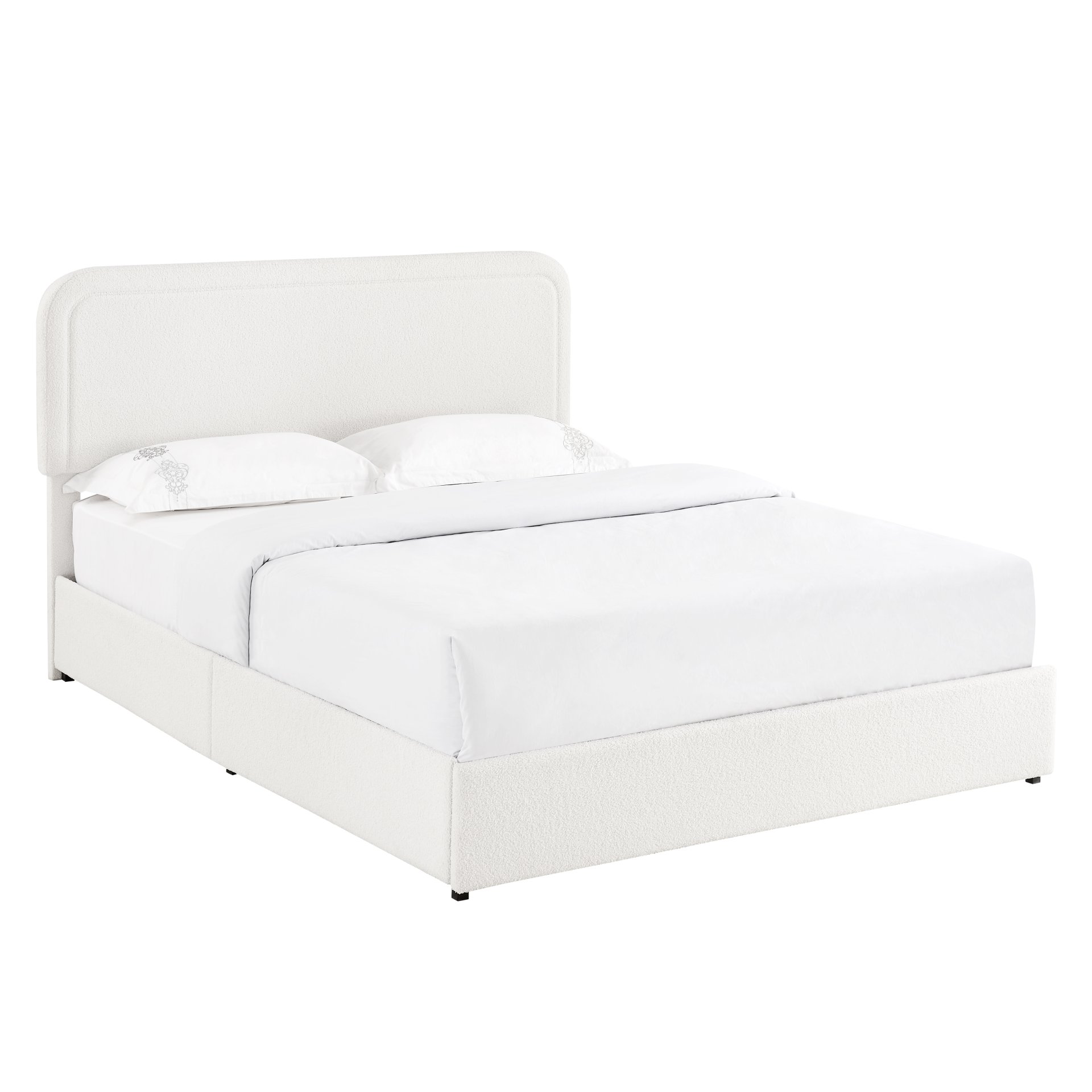 Liv - Patented 2 Drawers Queen Upholstered Storage Platform Bed - Ivory Boucle - Image 12